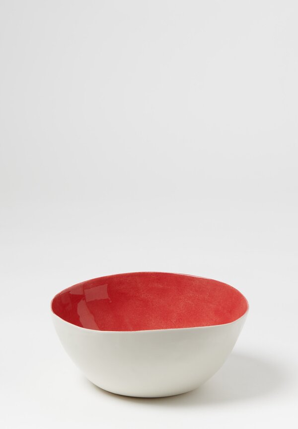 Bertozzi Handmade Porcelain Interior Painted Medium Bowl in Rosso Red 