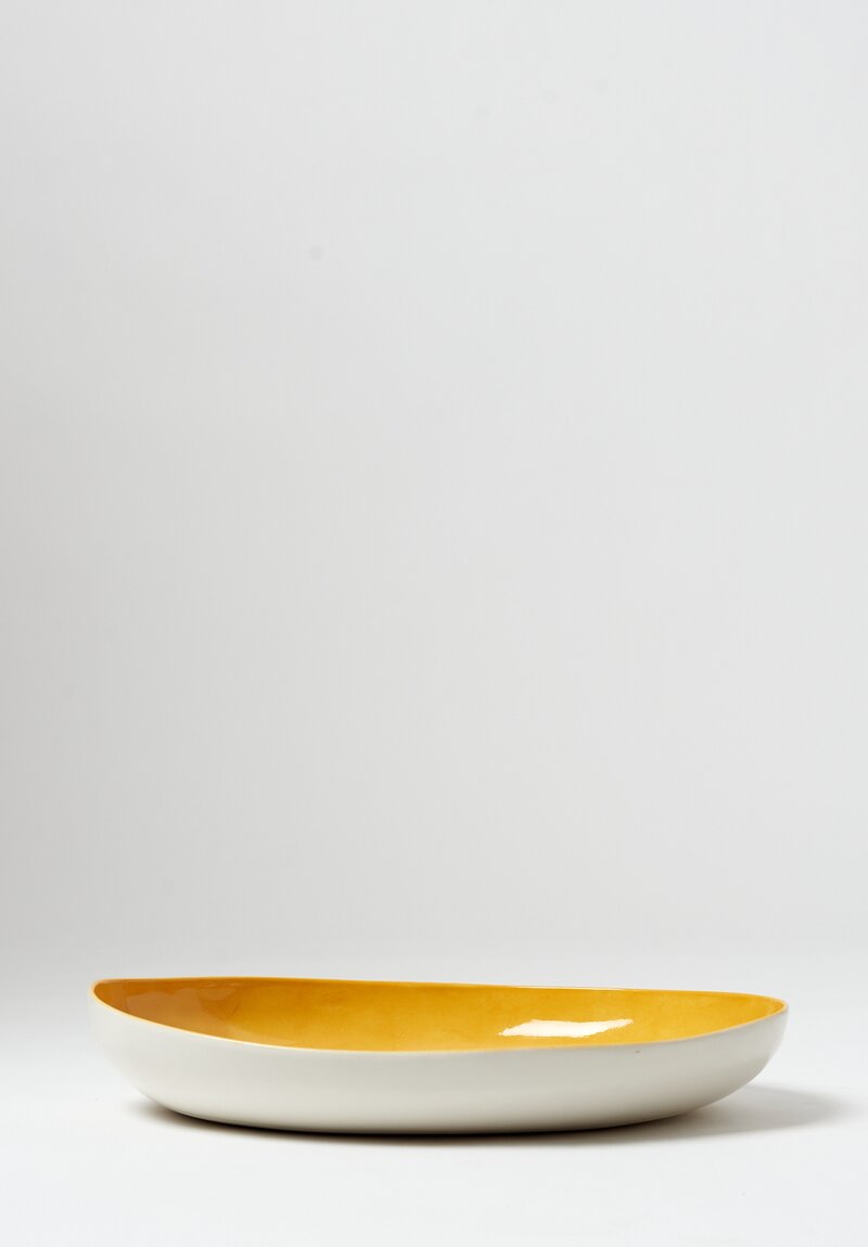 Bertozzi Handmade Porcelain Interior Shallow Oval Platter in Giallo Yellow