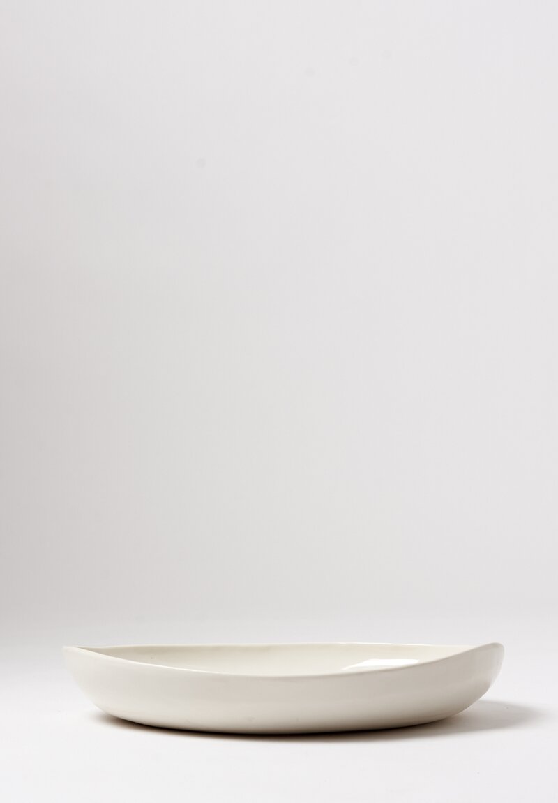 Bertozzi Handmade Shallow Solid Interior Oval Platter Bianca