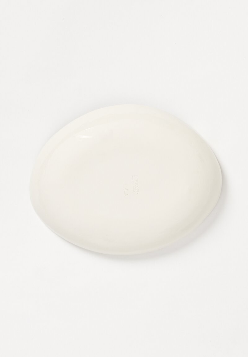 Bertozzi Handmade Shallow Solid Interior Oval Platter Bianca