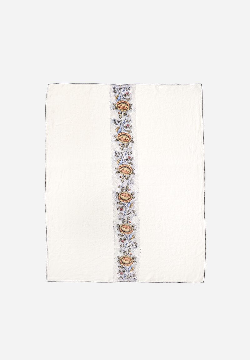 Stamperia Bertozzi Handmade Linen Large Printed Tablecloth Rosa Antica