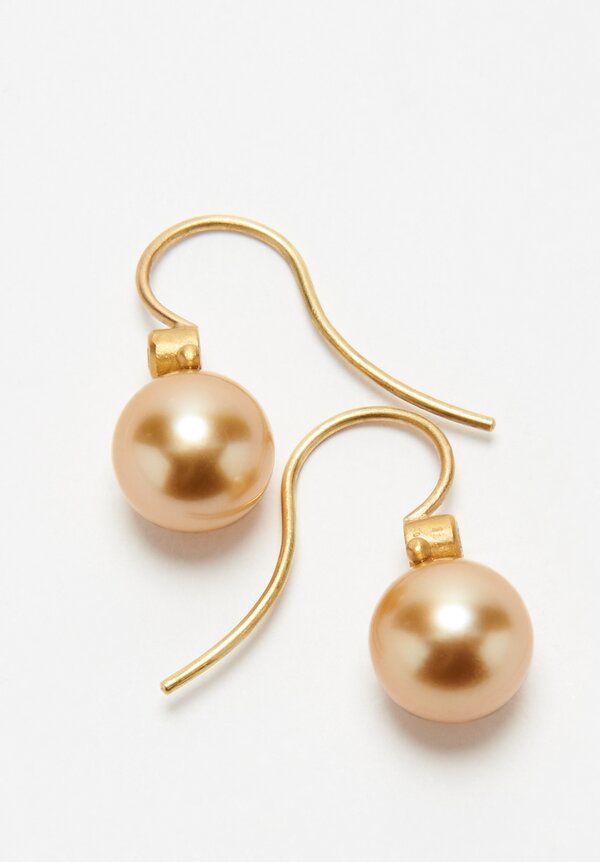 Denise Betesh 18K, Natural Golden South Sea Pearl Earrings	