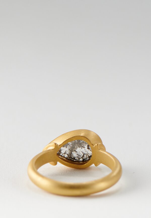 Denise Betesh 22K, Pear-Shaped Salt & Pepper Diamond Ring	