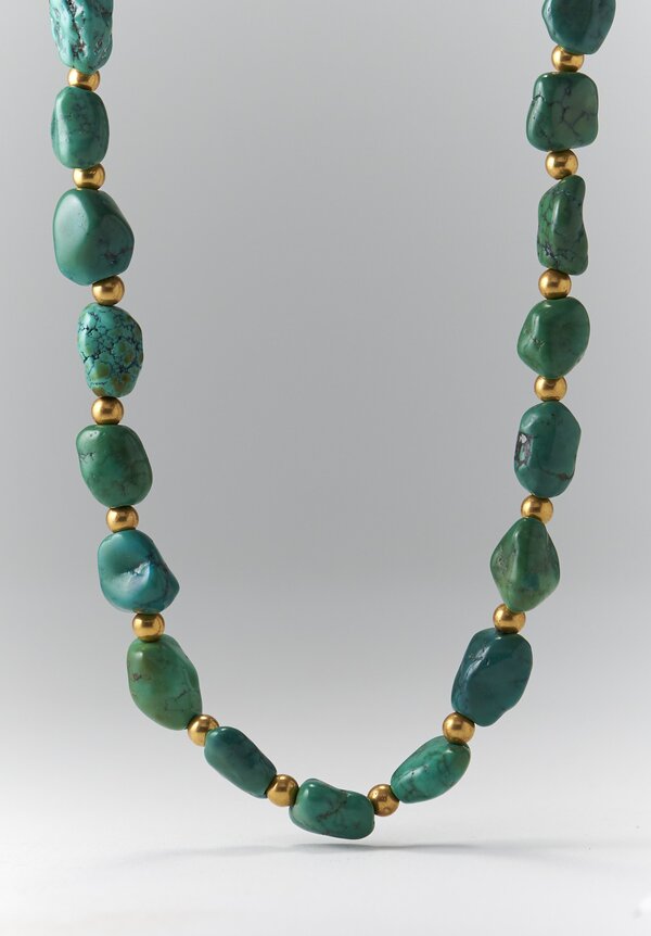 Greig Porter 18K Gold and Tibetan Turquoise Necklace	