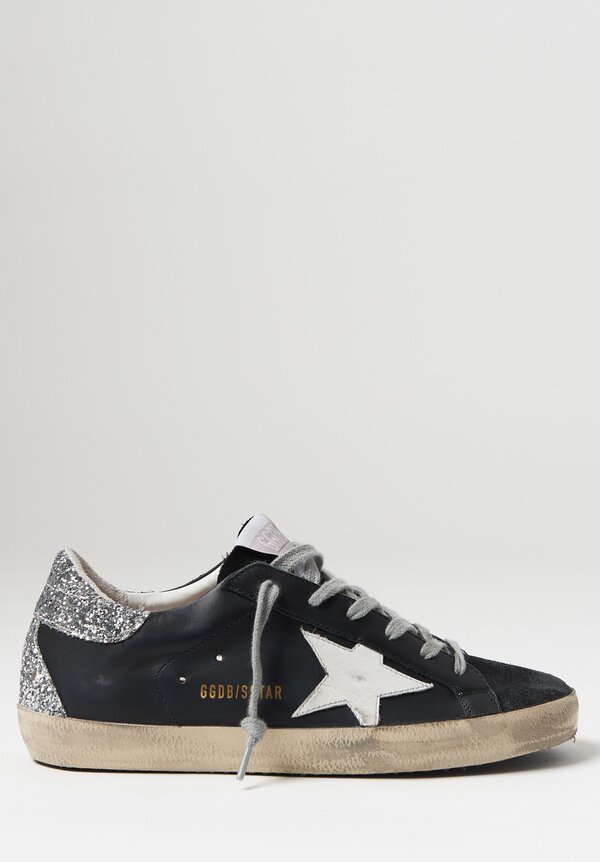 Golden Goose Suede Toe & Sparkling Heel Superstar Sneakers in Black and ...