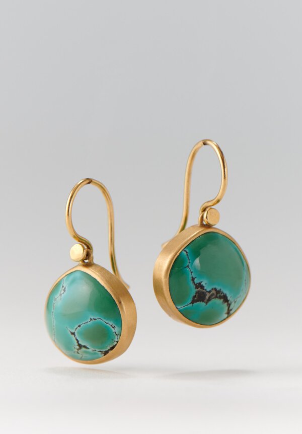 Lola Brooks 18K, Tibetan Turquoise Pebble Drop Earrings	