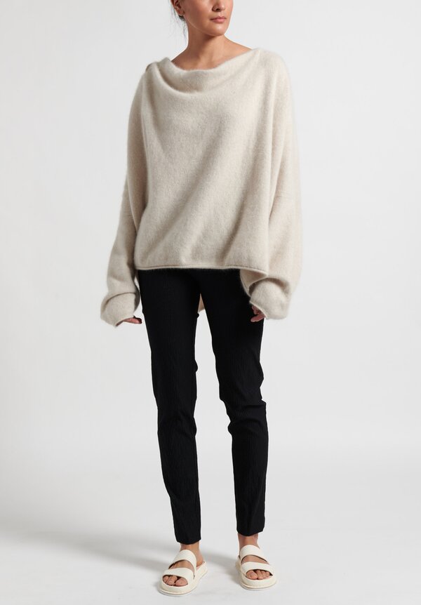 Rundholz Raccoon Hair Cowl Neck Sweater in Chalk White	