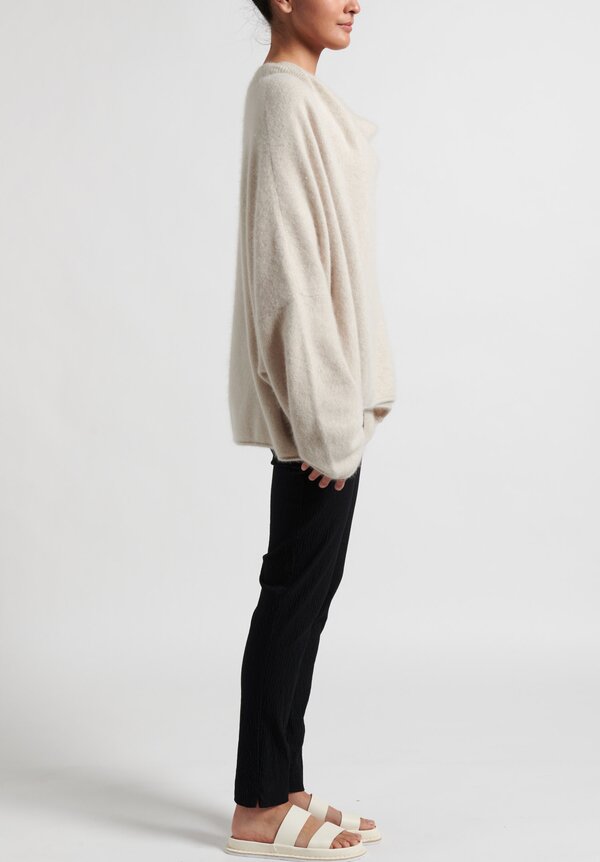 Rundholz Raccoon Hair Cowl Neck Sweater in Chalk White	