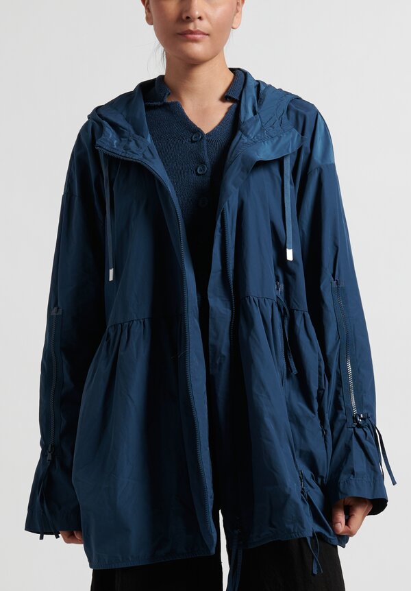 Rundholz Black Label Multi-Zipper Hooded Jacket in Plum Blue	