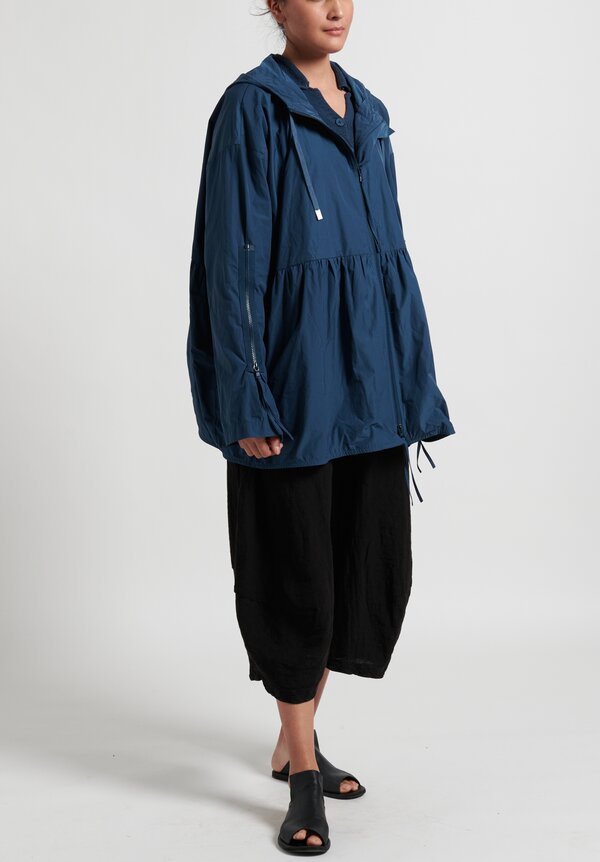 Rundholz Black Label Multi-Zipper Hooded Jacket in Plum Blue	