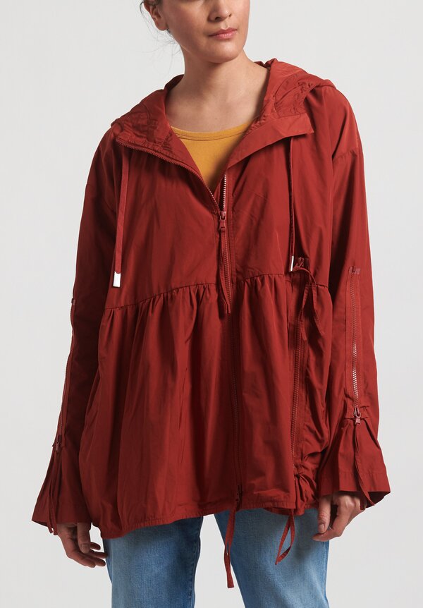 Rundholz Black Label Multi-Zipper Hooded Jacket in Berry Red