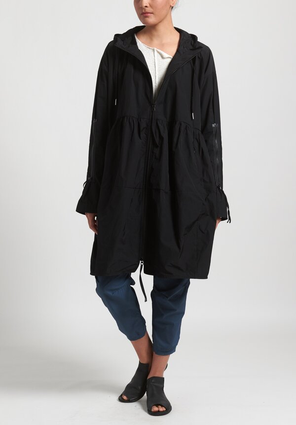 Rundholz Black Label Long Multi-Zipper Hooded Jacket in Black	