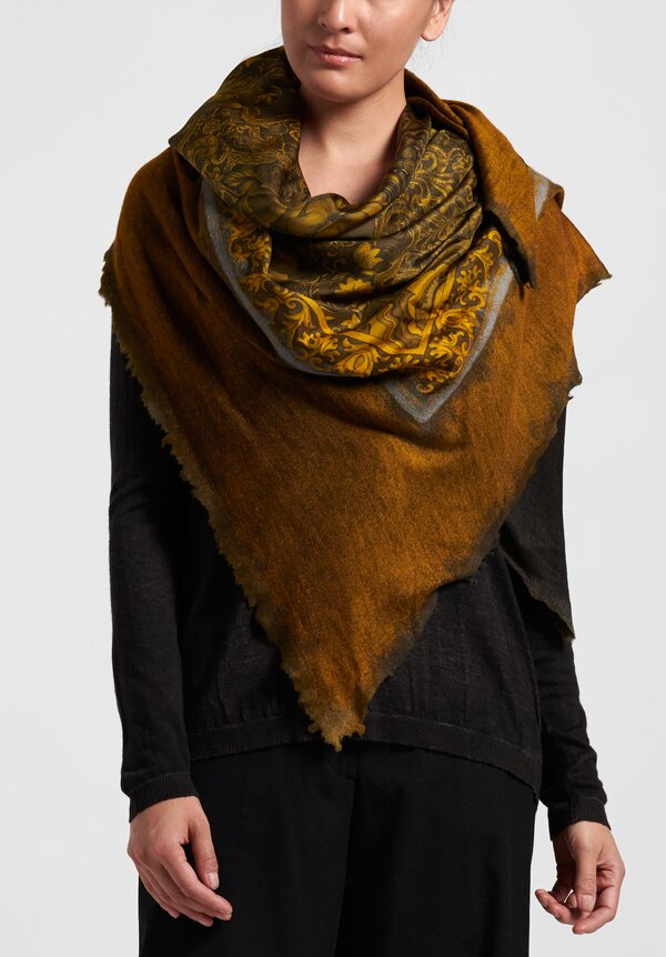 Avant Toi Cashmere/ Silk Small Felted Patchwork Scarf in Nero/ Gold ...