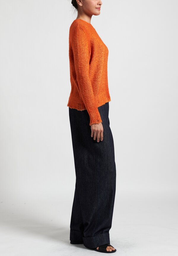 Avant Toi Distressed Edges Two-Tone Sweater in Toffee/Marmalade	