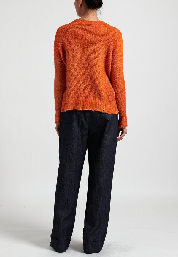 Avant Toi Distressed Edges Two-Tone Sweater in Toffee/Marmalade	