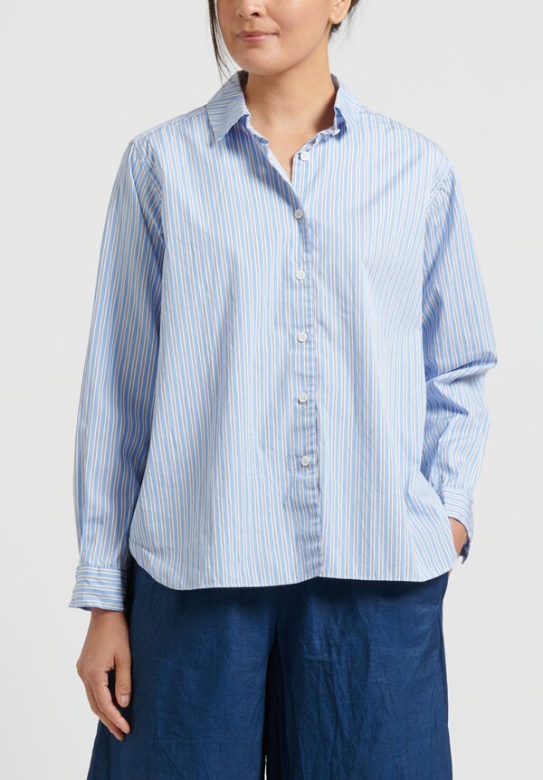Casey Casey Striped Marine Shirt in Blue and White	