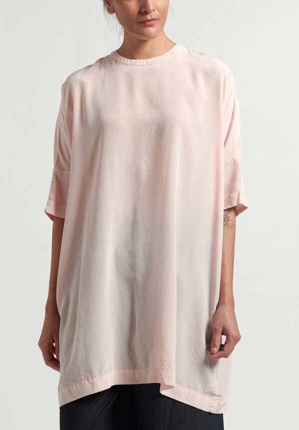 Casey Casey Oversized Silk Odem T-Shirt	in Pale Pink
