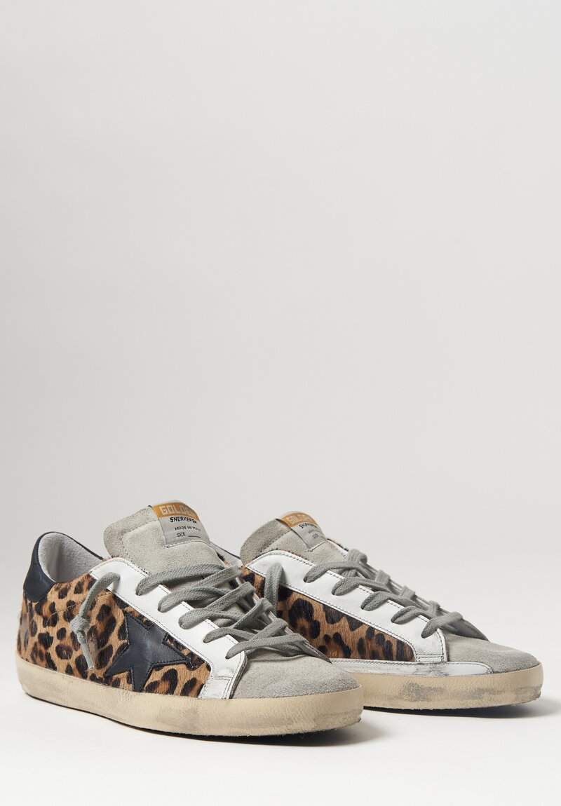 Golden Goose Calf Leather Leopard Super-Star Sneaker
