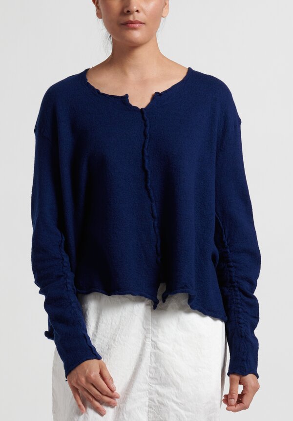 Rundholz Dip Short Raw-Edge Knitted Tunic in Blue
