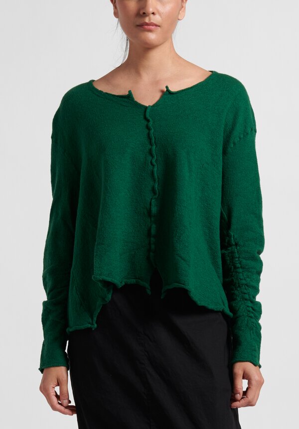 Rundholz Dip Short Raw-Edge Knitted Tunic in Green	