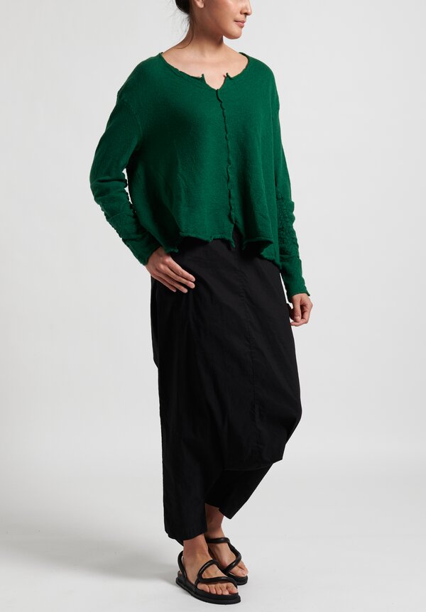 Rundholz Dip Short Raw-Edge Knitted Tunic in Green	
