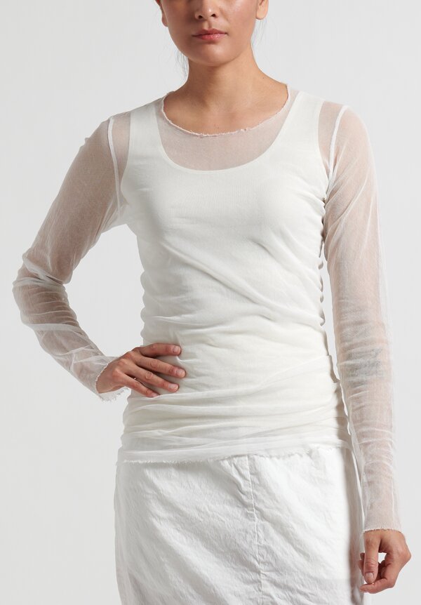Rundholz Dip Long Cotton-Mesh T-Shirt in White