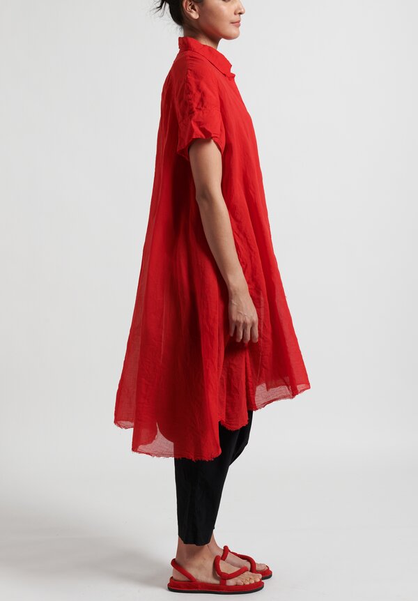 Rundholz Dip Lightweight Button-Up Dress in Red