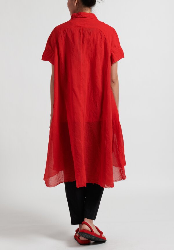 Rundholz Dip Lightweight Button-Up Dress in Red