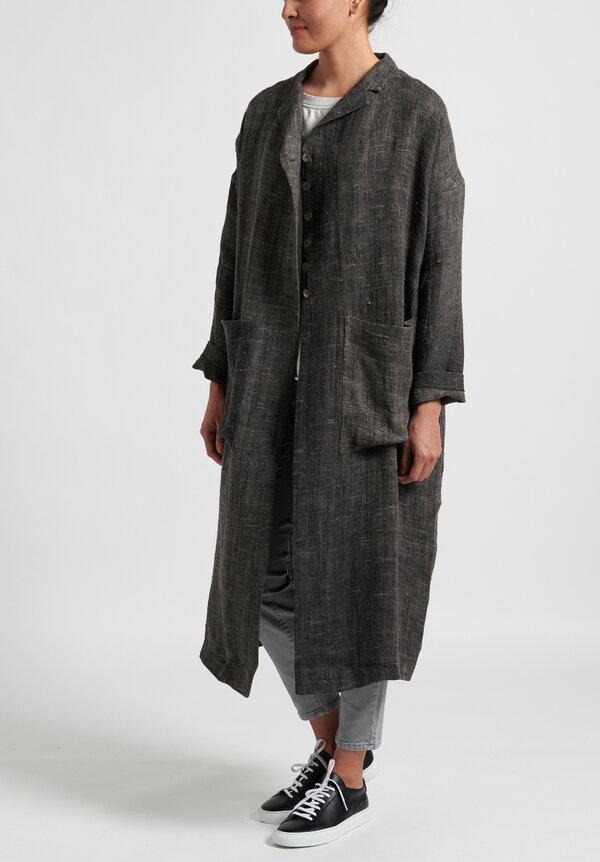 Album Di Famiglia Long Linen Coat in Dark Grey | Santa Fe Dry Goods ...