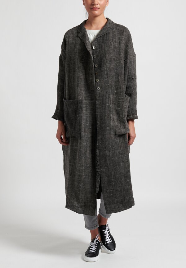 Album Di Famiglia Long Linen Coat in Dark Grey | Santa Fe Dry Goods ...