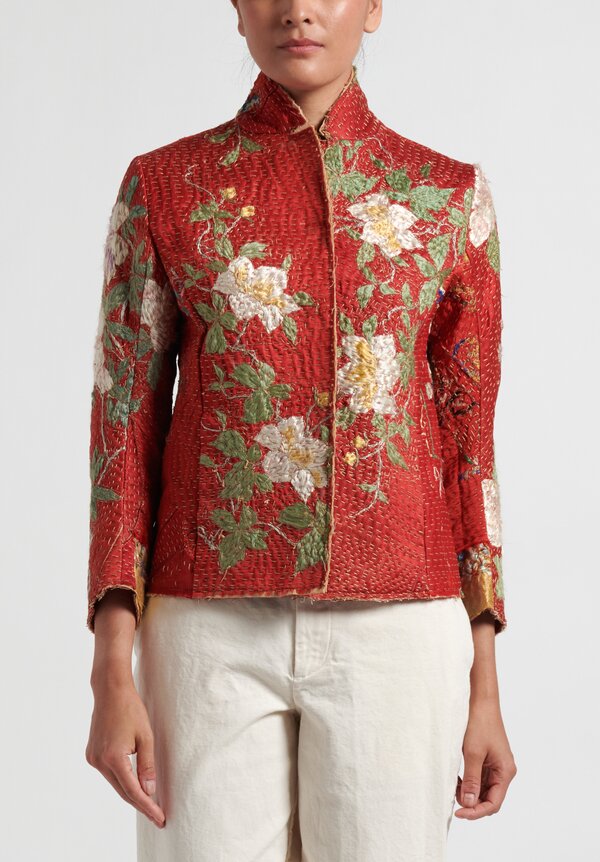 By Walid 19th C. Embroidery Haya Jacket in Red	