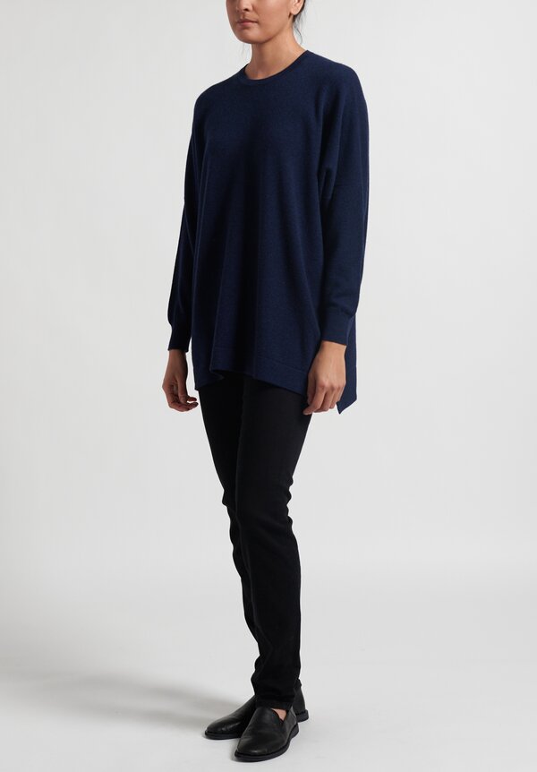 Hania New York Cashmere Marley Crewneck in Inkwell Blue	