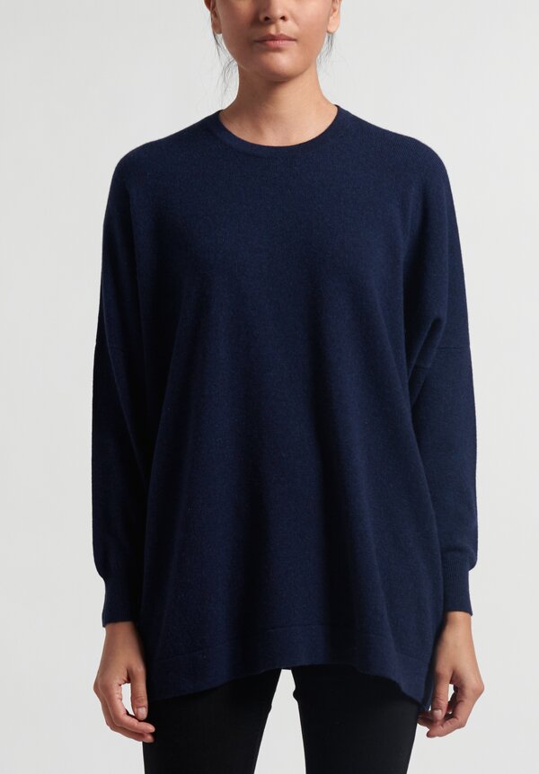 Hania New York Cashmere Marley Crewneck in Inkwell Blue	