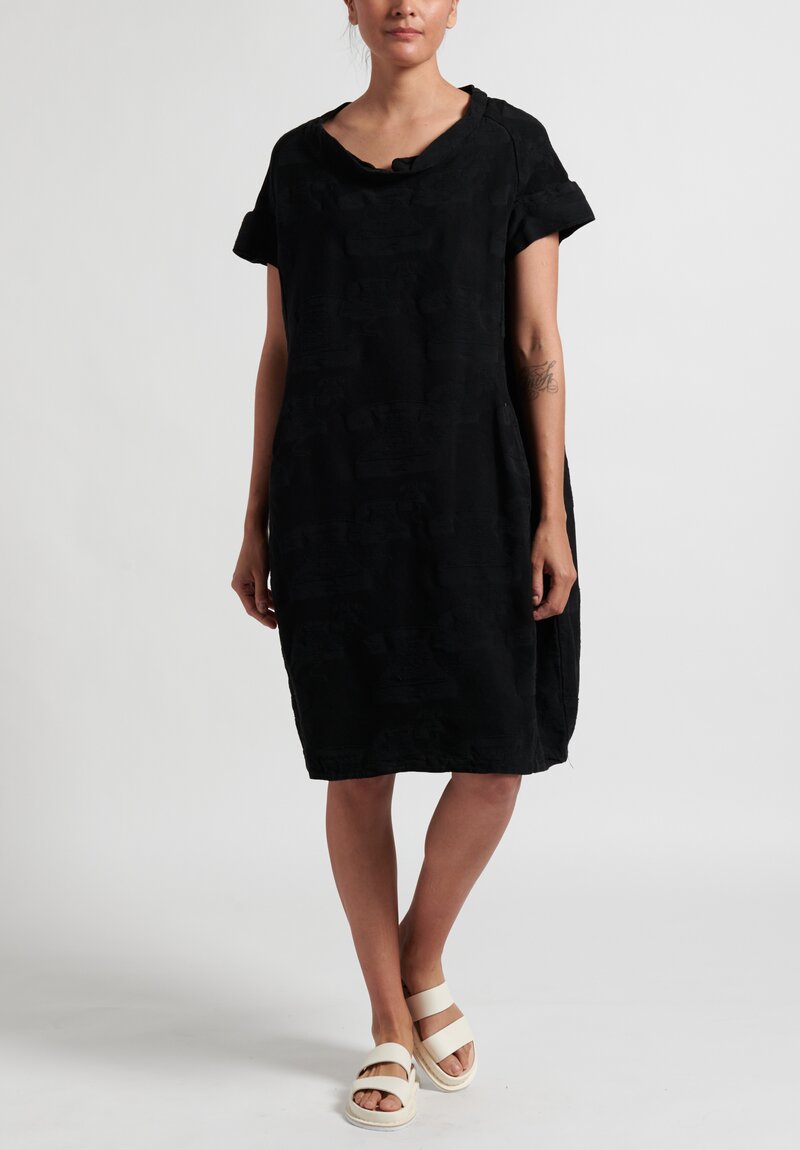 Rundholz Long Embroidered Tele Design Dress in Black	