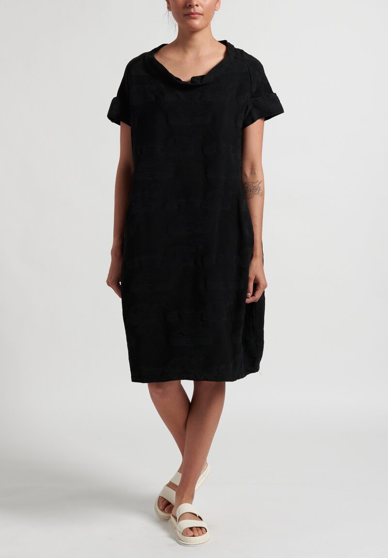 Rundholz Long Embroidered Tele Design Dress in Black	