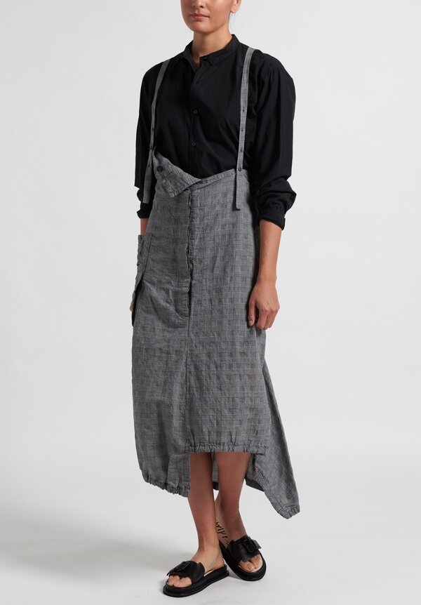 Rundholz Multi-Pocket Overall Dress in Black Checkers	