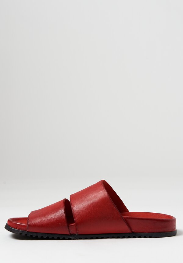 Rundholz Dip Leather Slip-On Sandal in Red	