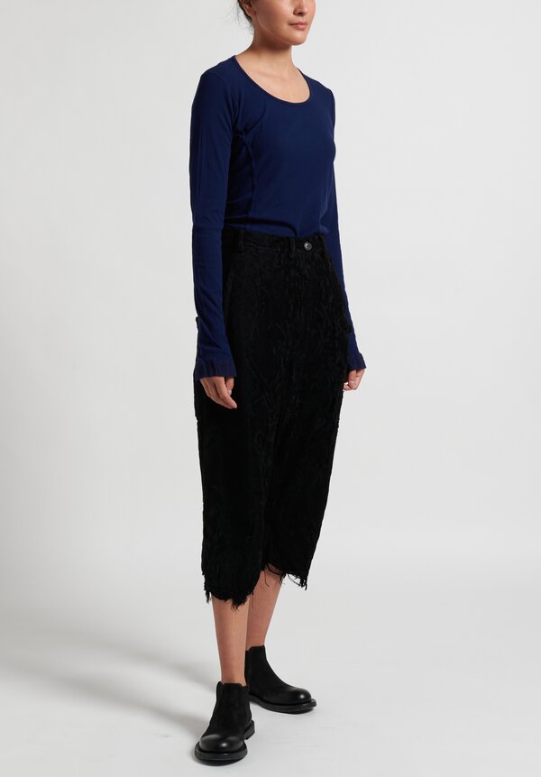 Rundholz Dip Mid-Rise Distressed Drop Cortch Pants in Black	