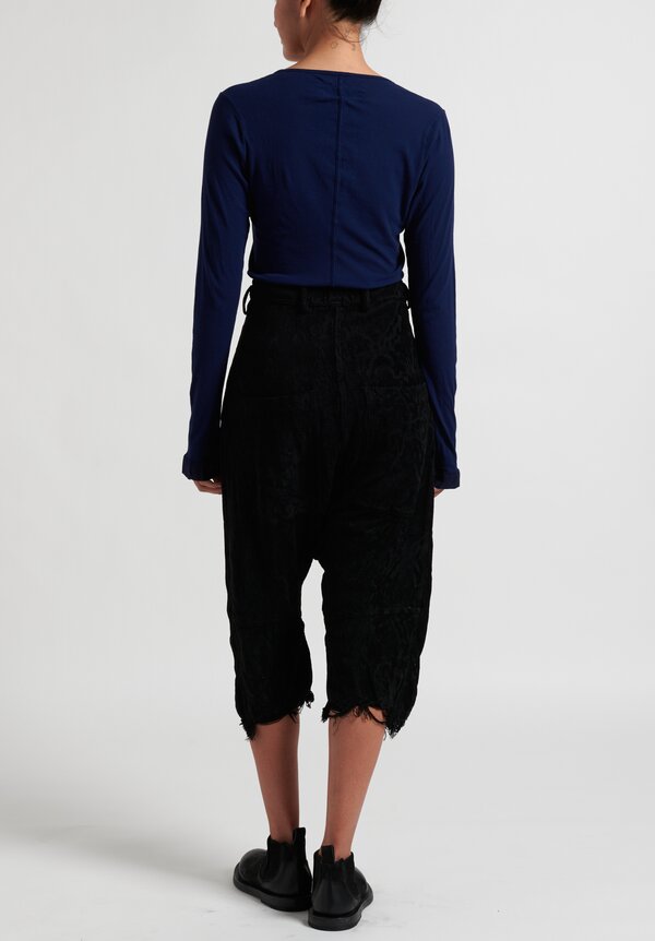 Rundholz Dip Mid-Rise Distressed Drop Cortch Pants in Black	