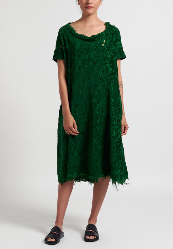 Rundholz Dip Distressed Jacquard Dress in Green	