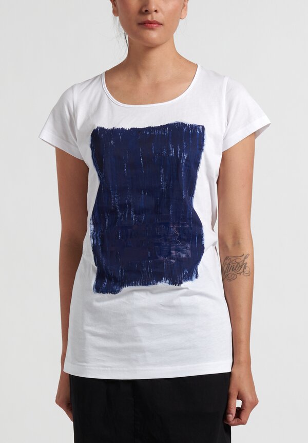 Rundholz Dip Long, Print T-Shirt in Blue	