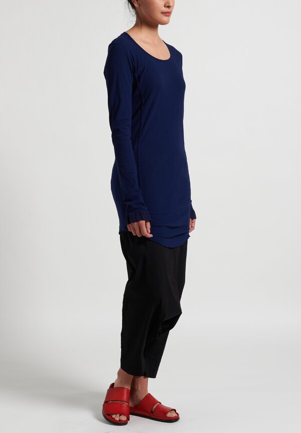 Rundholz Dip Long Raw Edge T-Shirt in Blue	