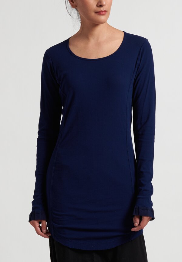 Rundholz Dip Long Raw Edge T-Shirt in Blue	