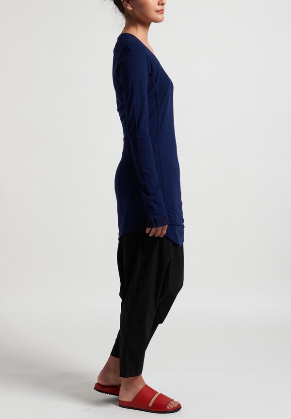 Rundholz Dip Long Raw Edge T-Shirt in Blue	