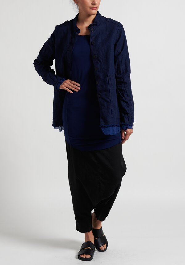 Rundholz Dip Long Raw Edge T-Shirt in Blue	