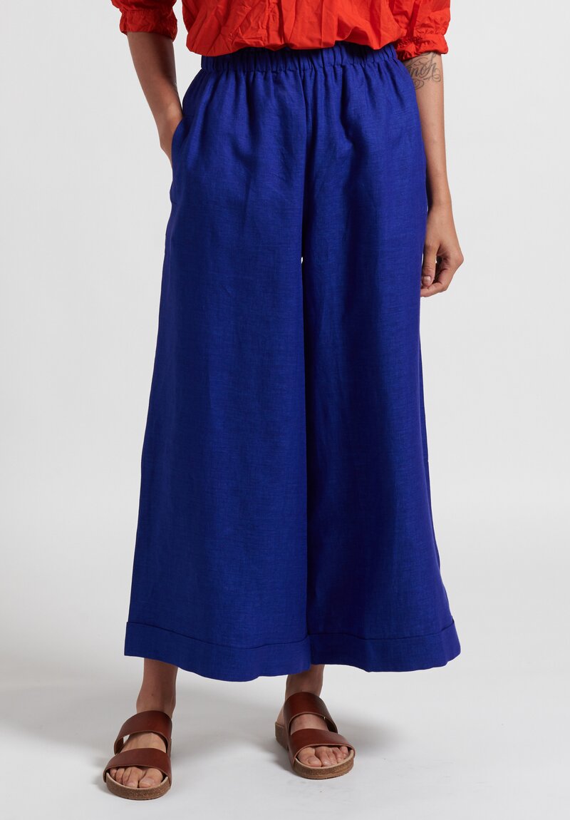 Daniela Gregis Linen Pajama Pocket Pants in Electric Blue	