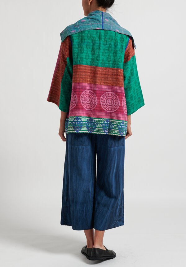 Mieko Mintz 2-Layer Vintage Cotton Flare Jacket in Pink/ Seafoam Green ...