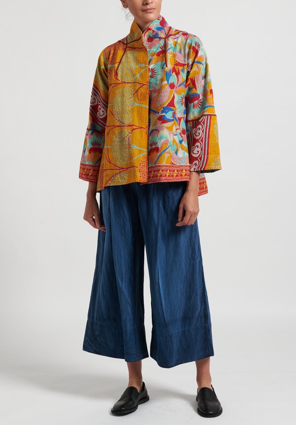 Mieko Mintz 2-Layer Vintage Cotton Short Flare Jacket in Gold/ Red ...