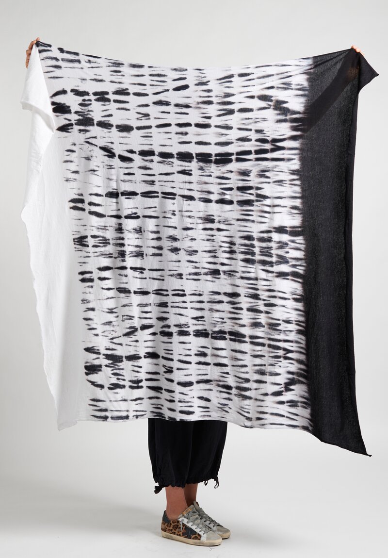 Gilda Midani Pattern Dyed Waterfall Scarf in Black and White	