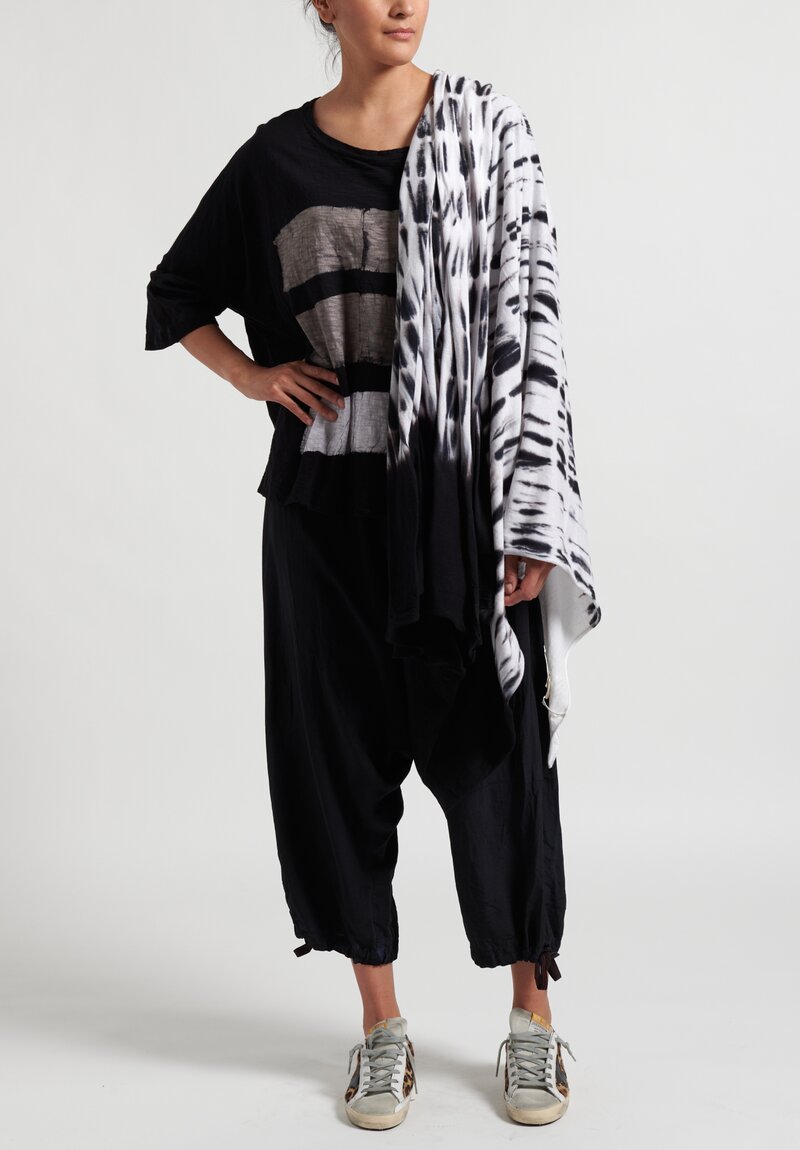 Gilda Midani Pattern Dyed Waterfall Scarf in Black and White	